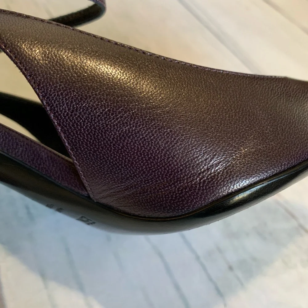 Escada Plum and Mirrored Gold Heels
